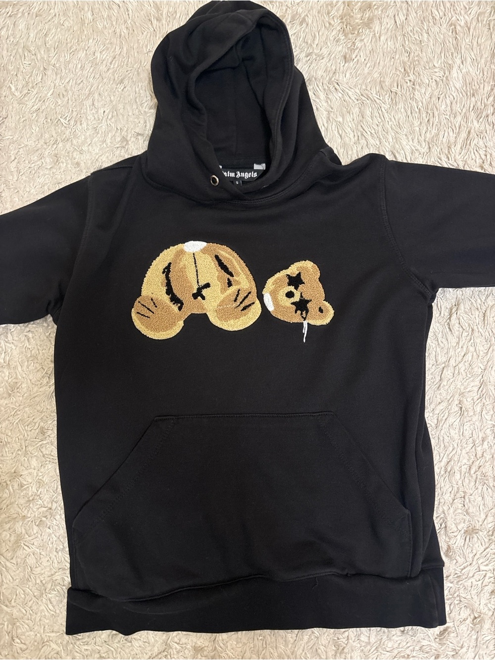Palm Angels Black Bear Applique Hoodie
